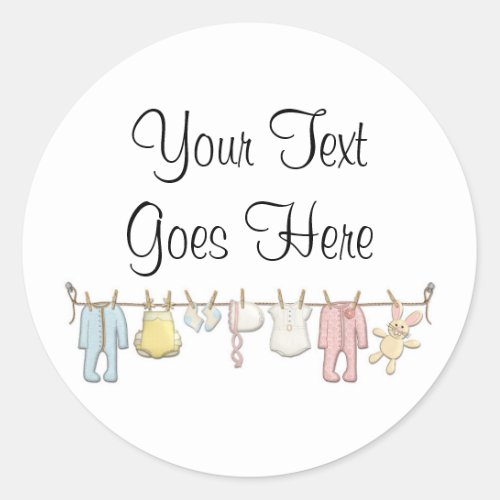 Baby Clothing Clothesline Infants Sewing Boutique Classic Round Sticker