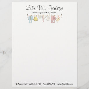 Baby Clothing Clothesline Infants Sewing Boutique Letterhead