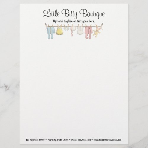 Baby Clothing Clothesline Infants Sewing Boutique Letterhead
