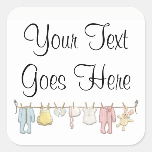 Baby Clothing Clothesline Infants Sewing Boutique Square Sticker