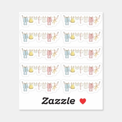 Baby Clothing Clothesline Infants Sewing Planner Sticker