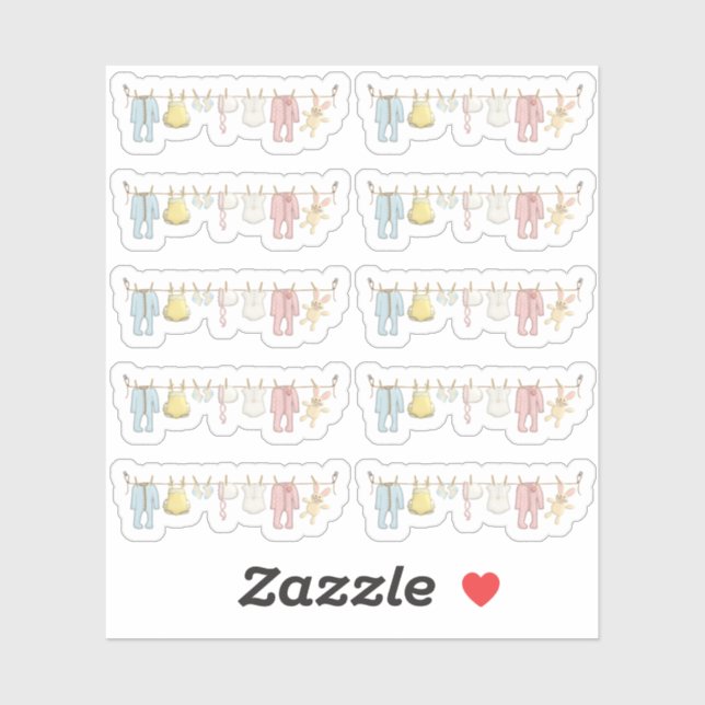 Baby Clothing Clothesline Infants Sewing Planner Sticker (Sheet)