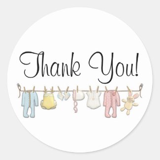 Baby Clothing Clothesline Infants Sewing Thank You Classic Round Sticker