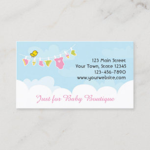Baby Clothing on Line, Blue Sky, White Clouds Business Card