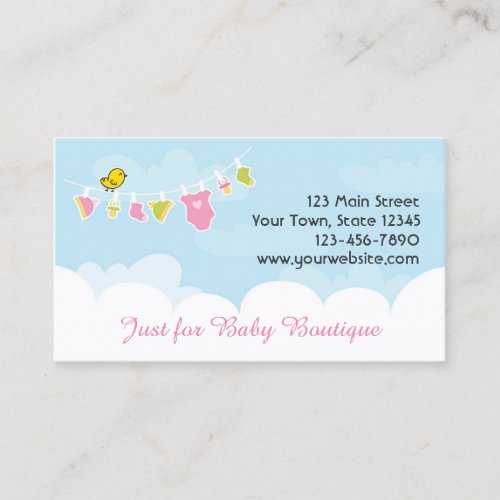 Baby Clothing on Line Blue Sky White Clouds Business Card