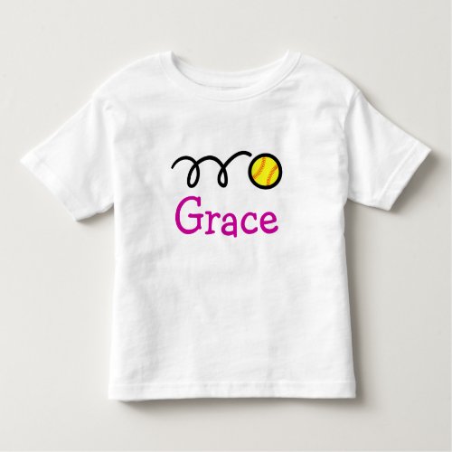 Baby clothing with custom name and softball print toddler t_shirt