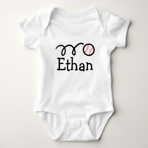 Baby clothing with name and baseball print baby bodysuit
