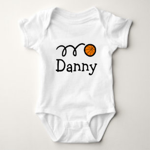 Baby clothing with name and basketball print baby bodysuit