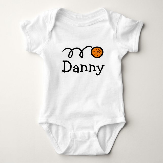 Baby clothing with name and basketball print baby bodysuit (Front)