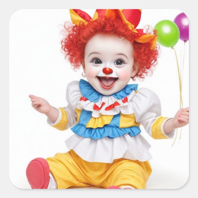 Baby Clown Square Sticker (Front)