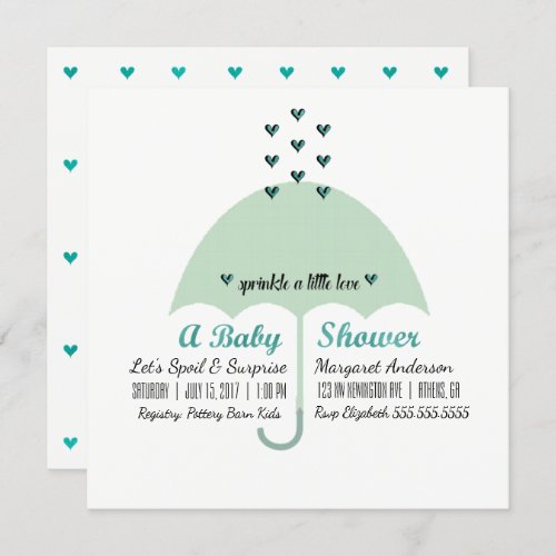 BABY  CO Baby Green Shower Sprinkle Love Party Invitation