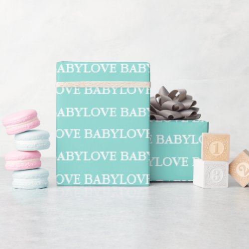 BABY  CO Baby Love Teal Blue Tiara Shower Party Wrapping Paper