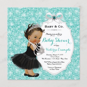 Baby & Co Black Teal Blue Ethnic Baby Girl Shower Invitation by The_Baby_Boutique at Zazzle