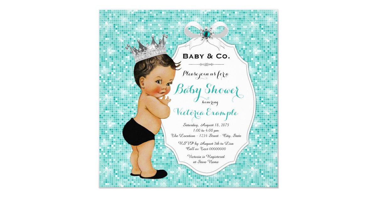 Baby Co Black Teal Blue Ethnic Boy Baby Shower Invitation Zazzle Com