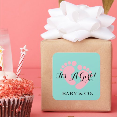 BABY CO Blue Pink Its A Girl Or Boy Reveal Party Square Sticker