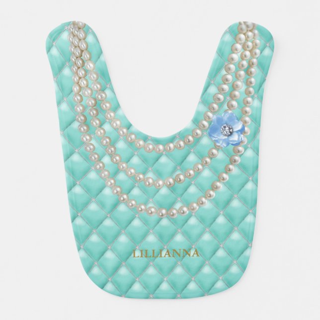 BABY & Co Paris And Pearls Theme Shower Party Baby Bib (Front)