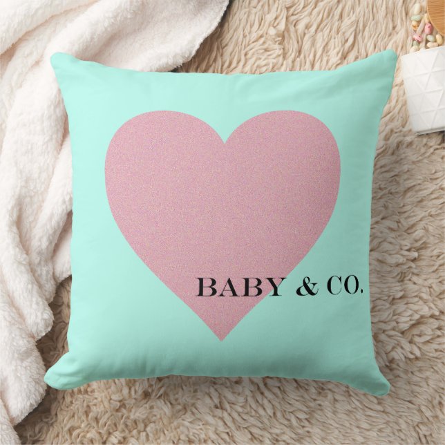 BABY & CO Personalized Pink & Mint Blue Baby Decor Throw Pillow (Blanket)