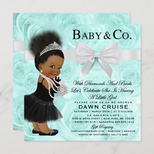 Baby  Co Shower Invitation DarkBun Puff Ethnic