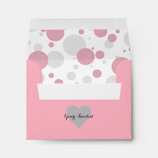 BABY & CO Silver & Pink Girl Polka Dots  Envelope (Back (Bottom))