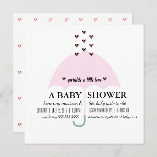 BABY  CO Sprinkle Love Pink Girl Baby Shower Invitation