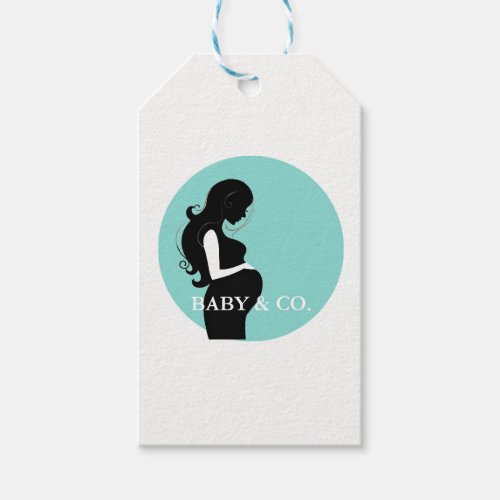 BABY  CO Teal Blue Baby Shower Party Gift Tags