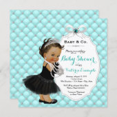 Baby & Co Teal Blue Ethnic Baby Girl Shower Invitation (Front/Back)