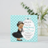 Baby & Co Teal Blue Ethnic Baby Girl Shower Invitation (Standing Front)