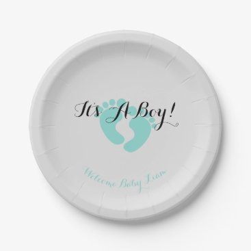 BABY & CO Teal Blue It's A Boy Party Plates BABY & CO Teal Blue It's A Boy Party Plates