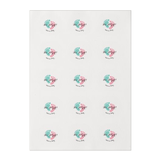 BABY & CO Tiny Footprints Baby Reveal Shower Party Edible Frosting Rounds (Sheet)