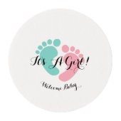 BABY & CO Tiny Footprints Baby Reveal Shower Party Edible Frosting Rounds (Front)