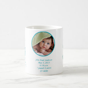 Baby COFFE MUG Baby Photo Important Birth Stats
