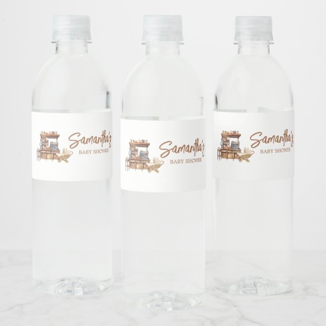 Baby Coffee Baby Shower Water Bottle Label (Bottles)