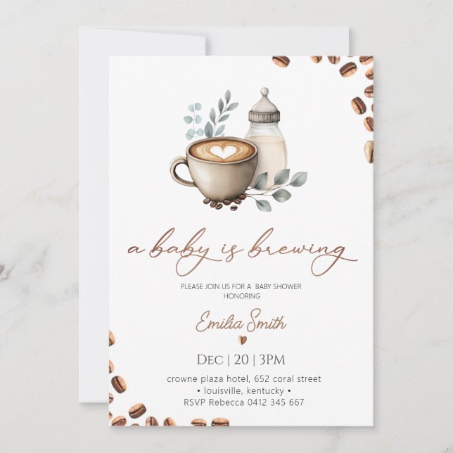 Baby Coffee Bean gender neutral Baby Shower  Invitation (Front)