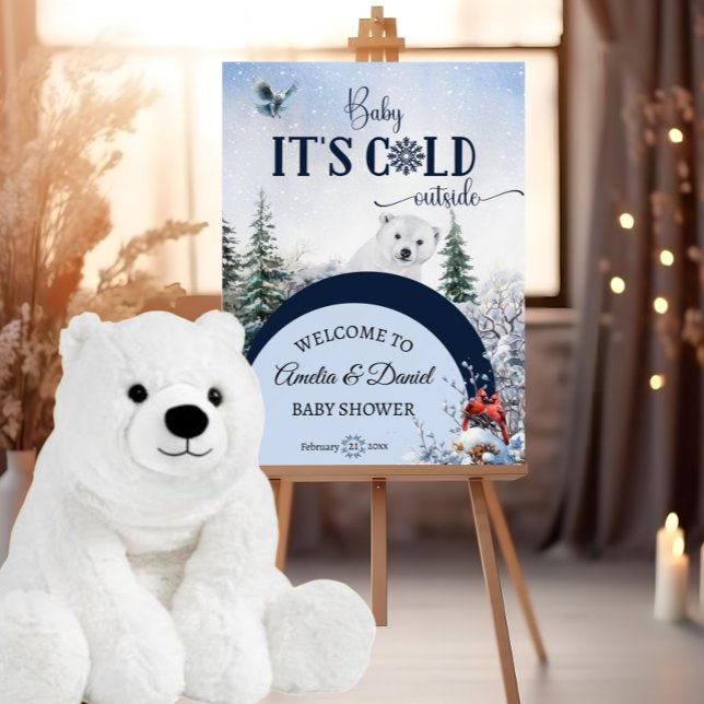 Baby Cold Outside Bear Winter Modern Baby Shower Foam Board (Creator Uploaded)