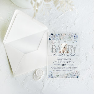 Baby cold outside Floral & Bear Baby Boy Shower Acrylic Invitations
