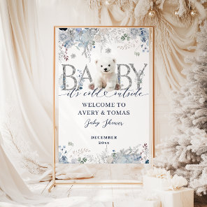 Baby cold outside Floral & Bear Baby Boy Shower Foam Board