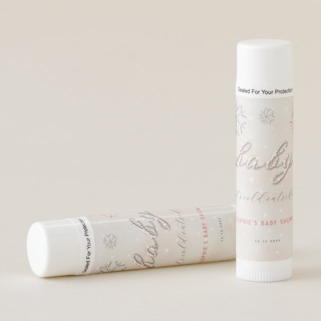 Baby Cold Outside Rhinestones Glitter Girl Shower Lip Balm (Front)