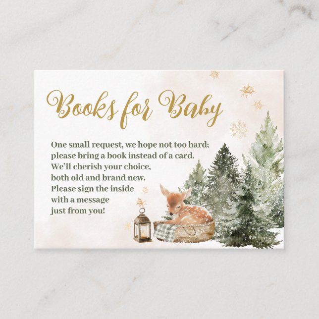 Baby Cold Outside Rustic Deer Winter Baby Shower E Enclosure Card (Front)