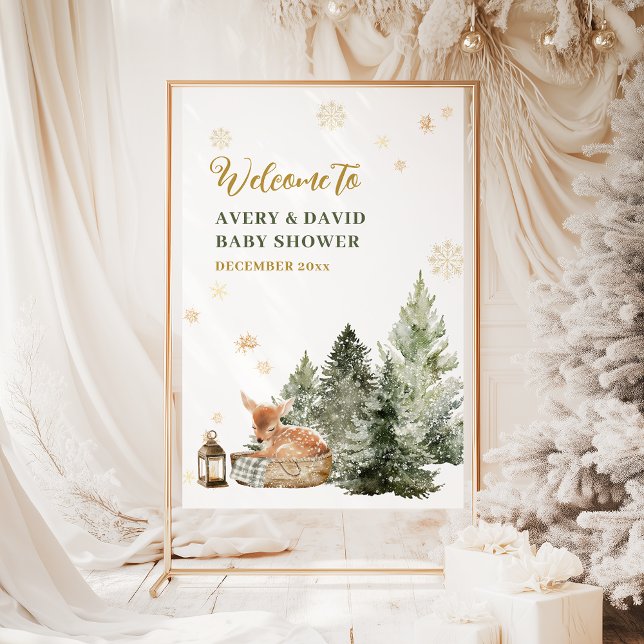 Baby Cold Outside Rustic Deer Winter Baby Shower Foam Board (Creator Uploaded)