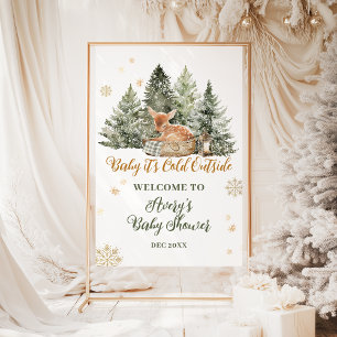 Baby Cold Outside Rustic Deer Winter Baby Shower Foam Board