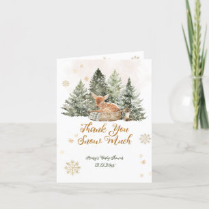 Baby Cold Outside Rustic Deer Winter Baby Shower Letterpress Thank You Card