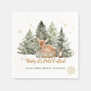 Baby Cold Outside Rustic Deer Winter Baby Shower Napkins
