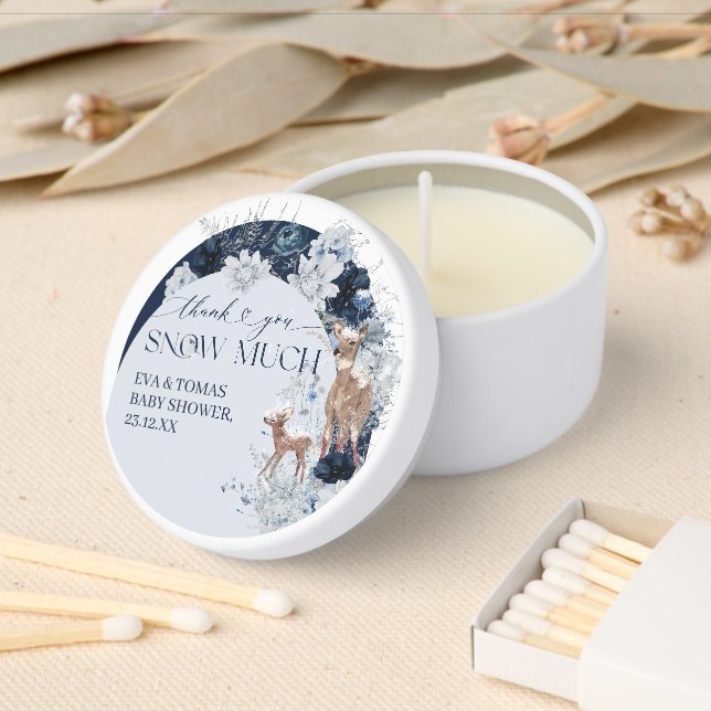 Baby cold outside Winter Floral Deer Baby Shower C Mini Candle Favors (Insitu)