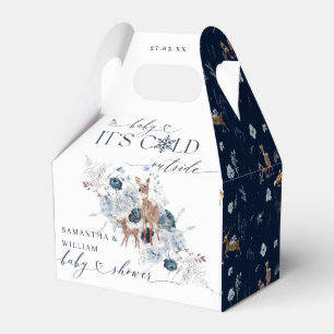 Baby cold outside Winter Floral Deer Baby Shower Favor Boxes