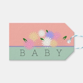 Baby Colorful Daisies on Soft Peach & Jungle Mist
