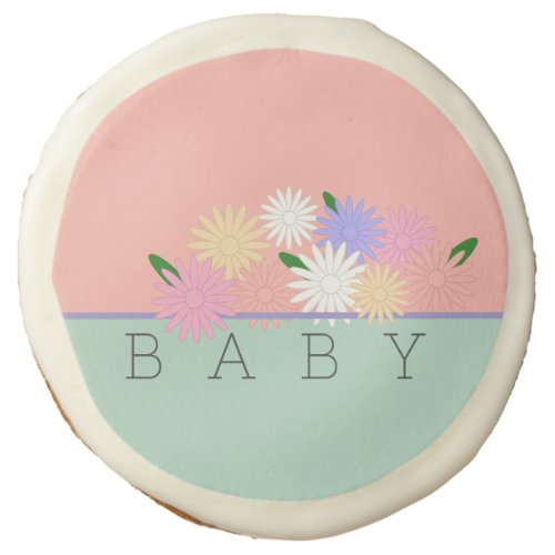 Baby Colorful Daisies on Soft Peach  Jungle Mist Sugar Cookie