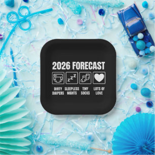 Baby Coming Soon 2026 Forecast Baby Shower Funny  Paper Plates
