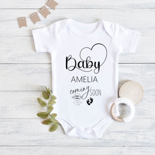 Baby Coming Soon Announcement Name Baby bodysuit