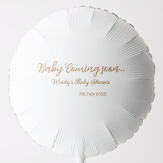 Baby coming soon baby shower brown pink name trend balloon
