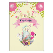 Baby Congrats - Flowers, An Egg, Flamingo & Bunny (Front)